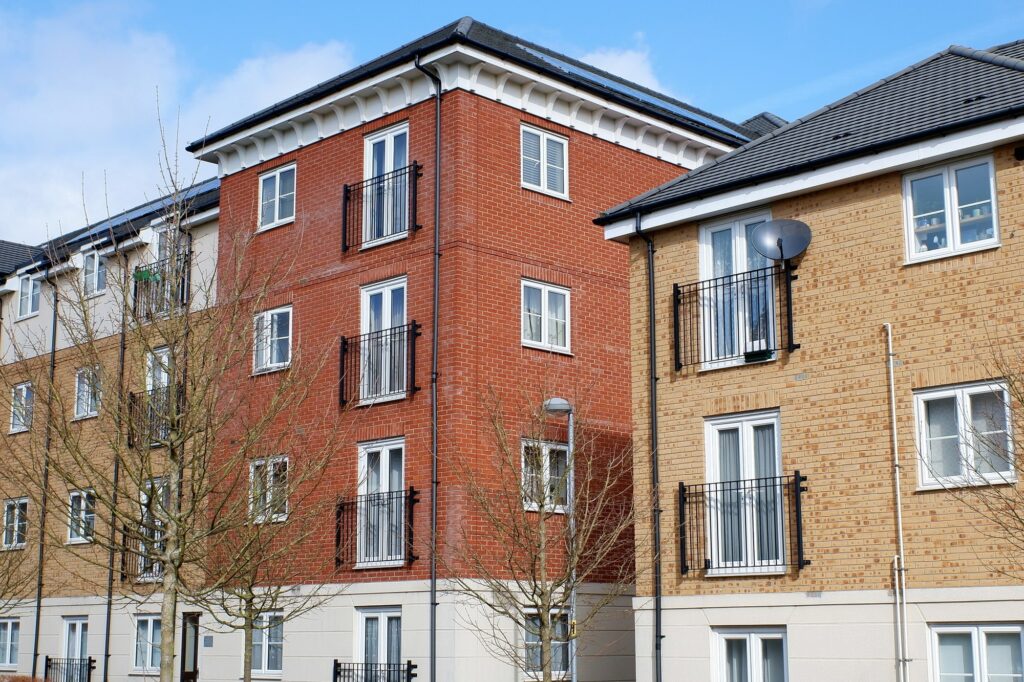 Block of two and three storey flats in the UK